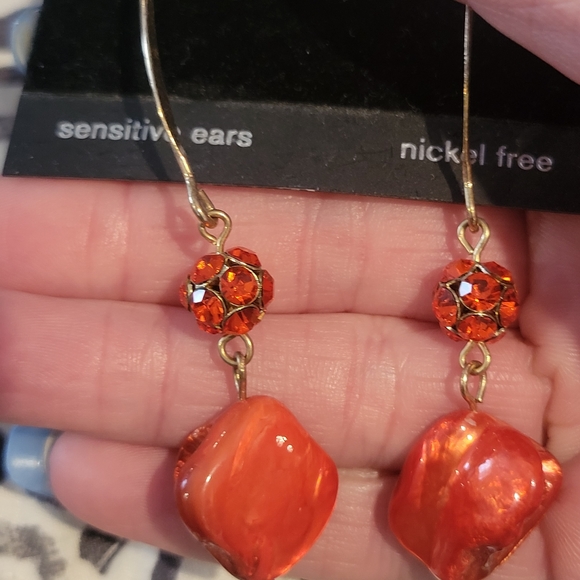 NWT Lane Bryant orange earrings with crystals - Picture 5 of 6